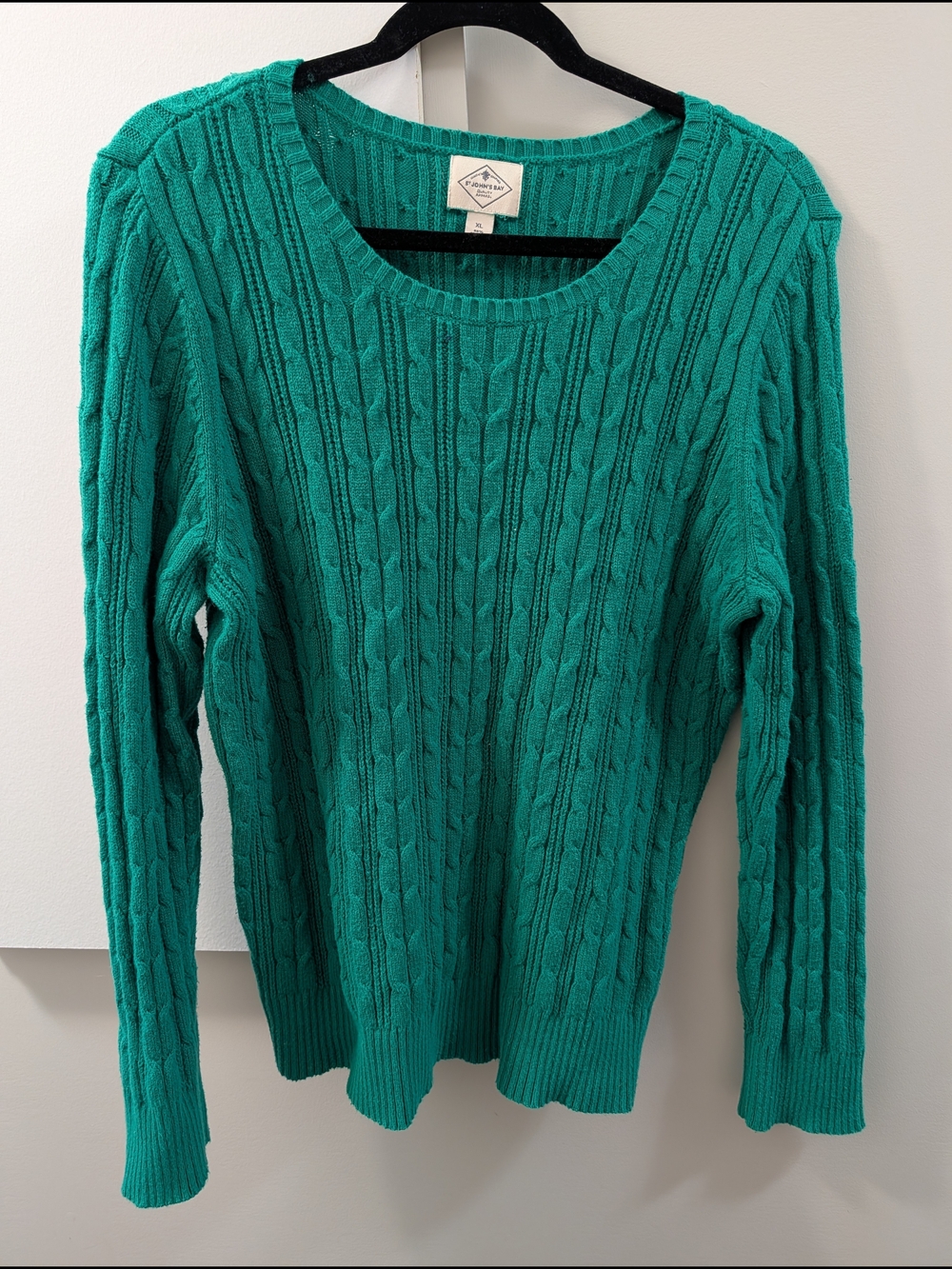 St. John's Bay Teal Cable Knit Scoop Neck Sweater
